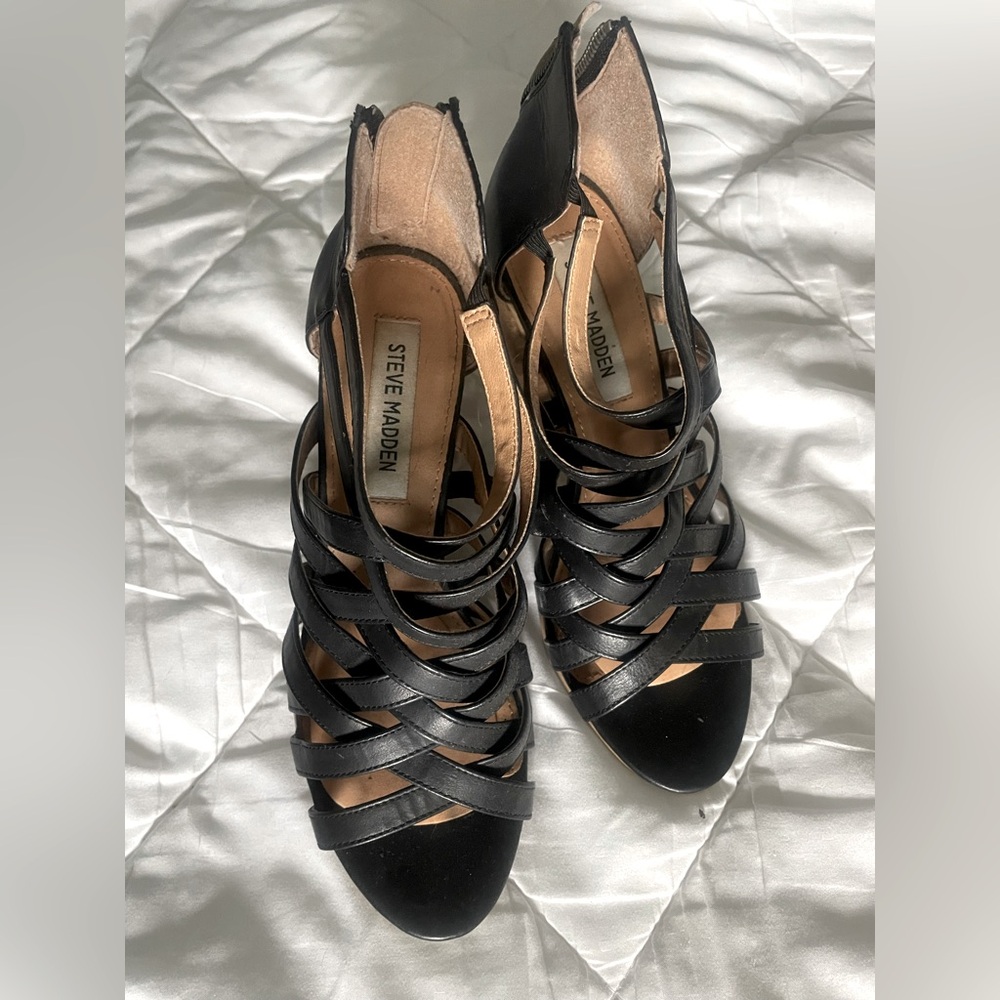 Steve Madden Black Strappy Women's Heels